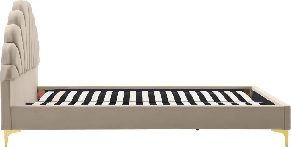 Ágy ágyráccsal, 160x200, bézs Velvet szövet, ISADORA