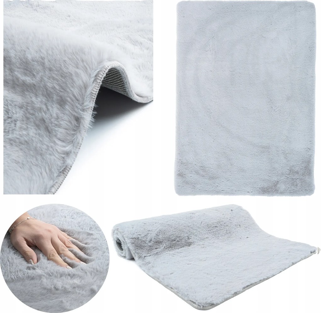 Rabbit Szőnyeg Puha Plüss Nyúlszőr Magas Sűrű 80x150CM Szürke