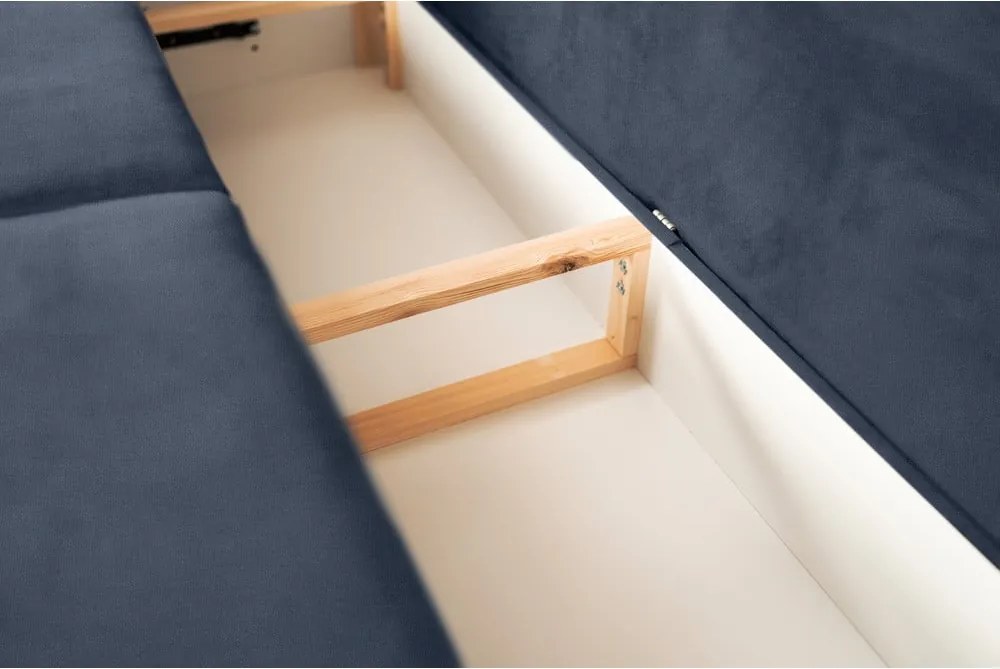 Kék zsenília kinyitható-tárolóhelyes kanapé 236 cm Silva – ELTAP