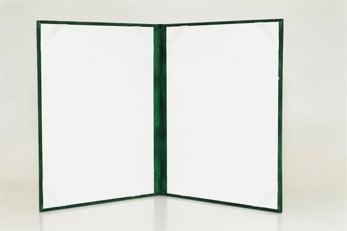 Oklevéltartó, A5, exkluzív, plüss, 2 db A5 oklevélhez, zöld (ISKE258)