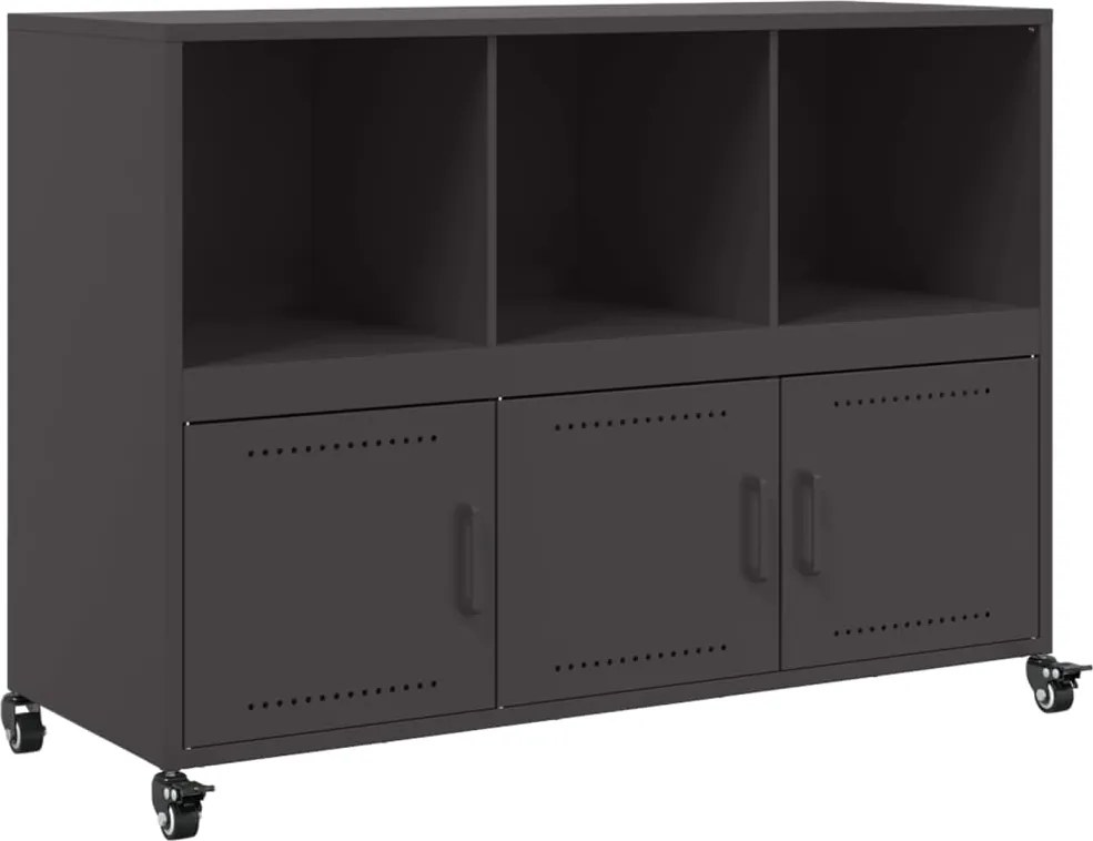 vidaXL fekete acél tálalószekrény 100,5 x 39 x 72 cm