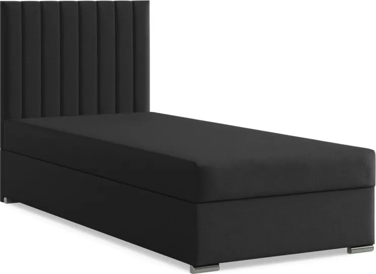 Agen egyszemélyes ágy, szövet, ágyneműtartóval, fekete