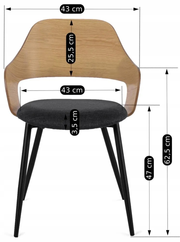 Étkezőszék Aranytölgy/Fekete Színben. ORBI