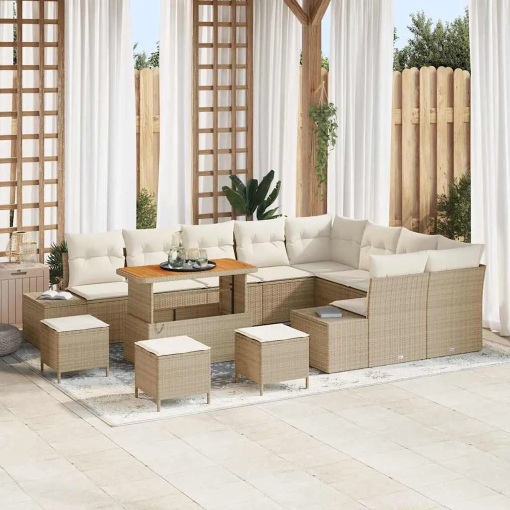 Kerti Kanapé Szett 12 pcs Beige és krém 110 x 55 x 71 cm