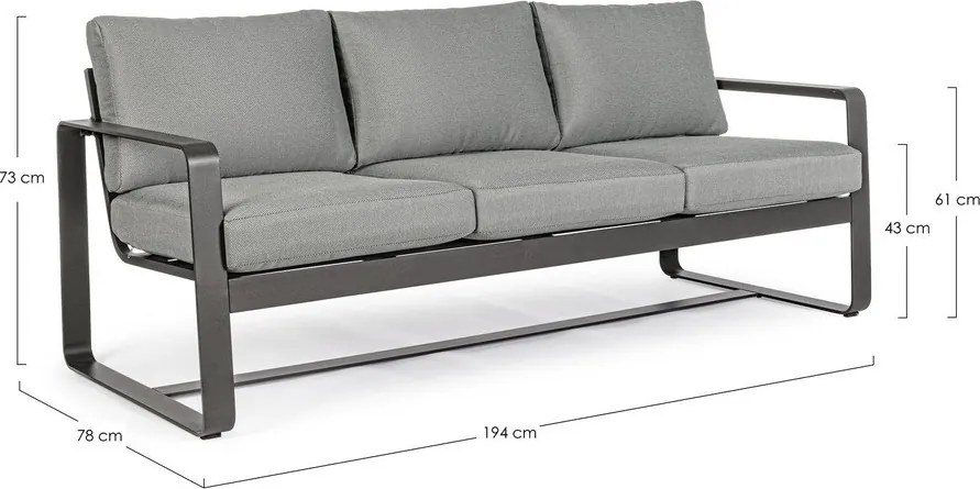 Szürke alumínium kerti kanapé Merrigan – Bizzotto