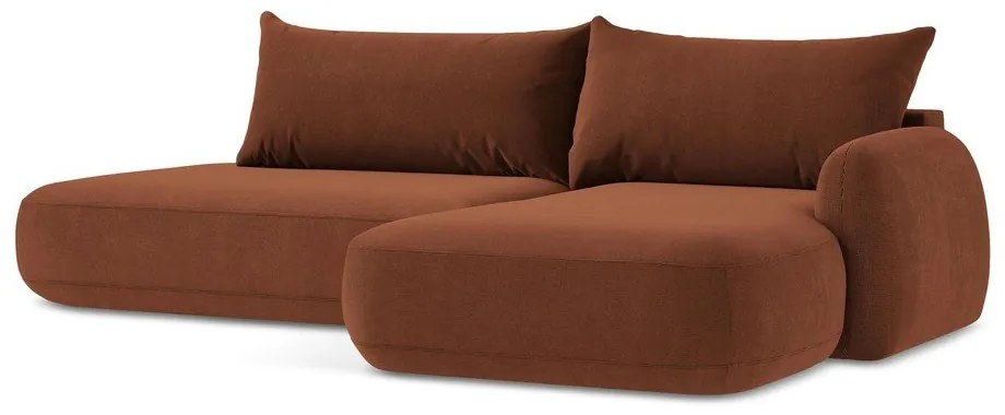 Terrakotta színű kinyitható sarokkanapé (jobb oldali-heverő résszel) Hale – Makamii