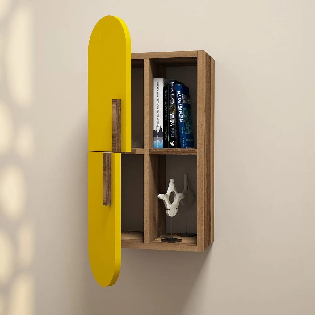 Fali polc Rose - Walnut, Yellow