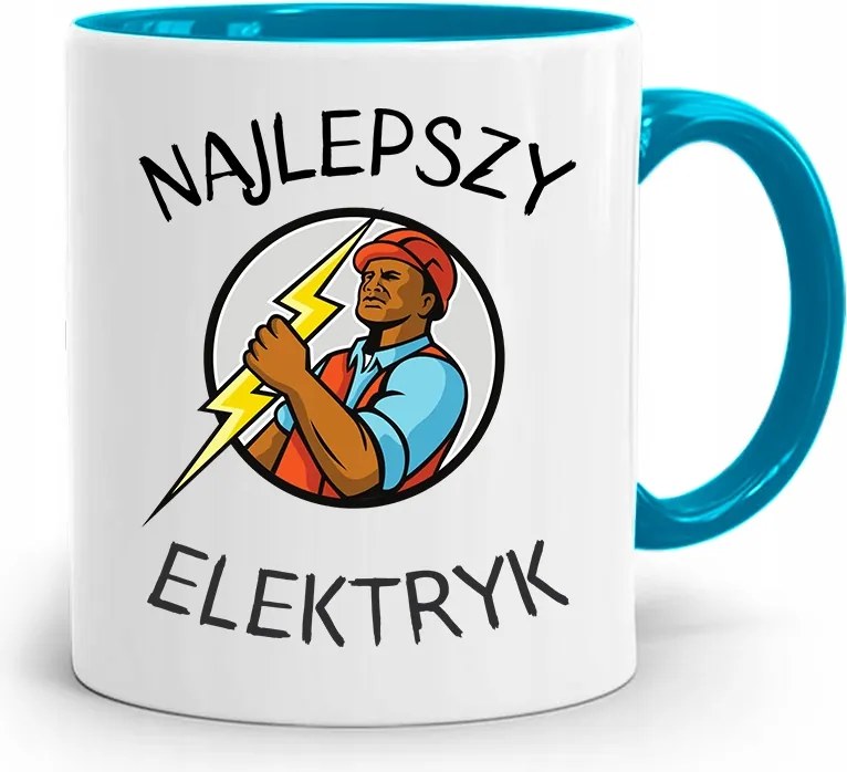 Kék Bögre A Legjobb Ajándék Villanyszerelőnek fényképes nyomtatással