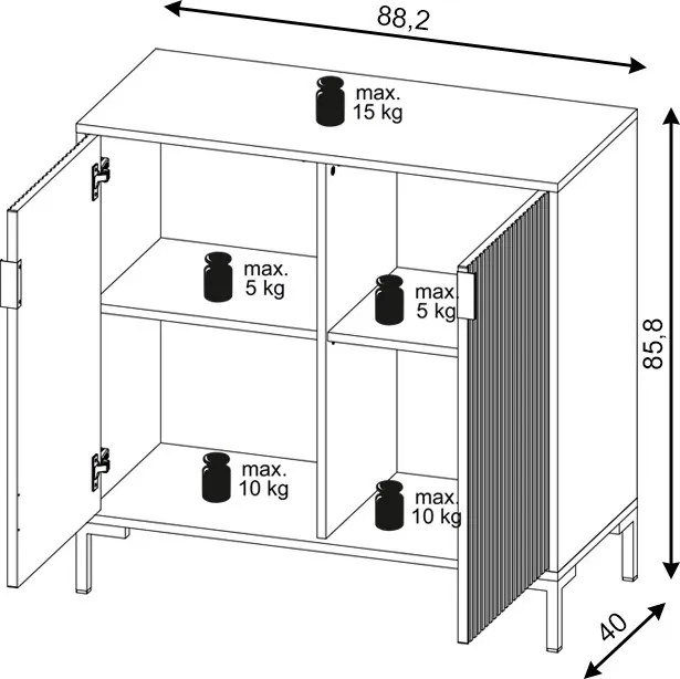 Komód 2 ajtós fekete / fekete matt színkombinációban – FLINN FL06