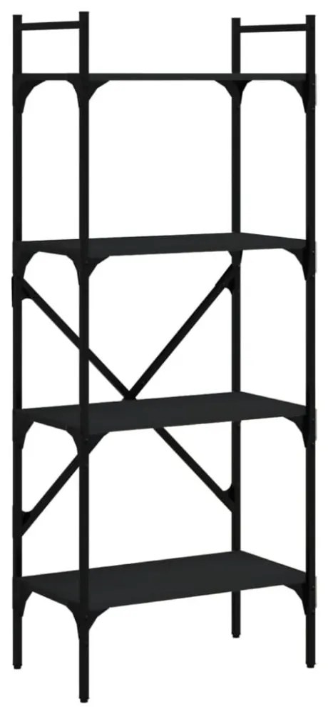 4 szintes fekete szerelt fa könyvespolc 56 x 31,5 x 138,5 cm
