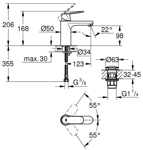 GROHE 23926000 - Mosdócsaptelep DN 15, M méret, fényes króm