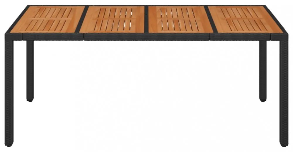 fekete polyrattan falapos kerti asztal 190 x 90 x 75 cm