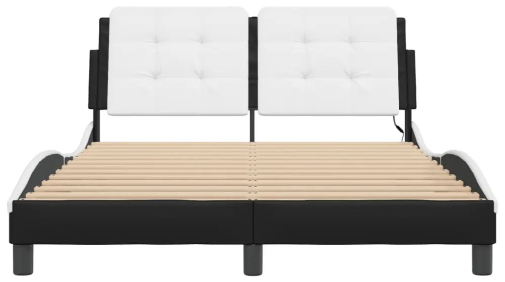 fekete és fehér ágykeret LED-ekkel matrac nélkül Zadar 140 x 200 cm