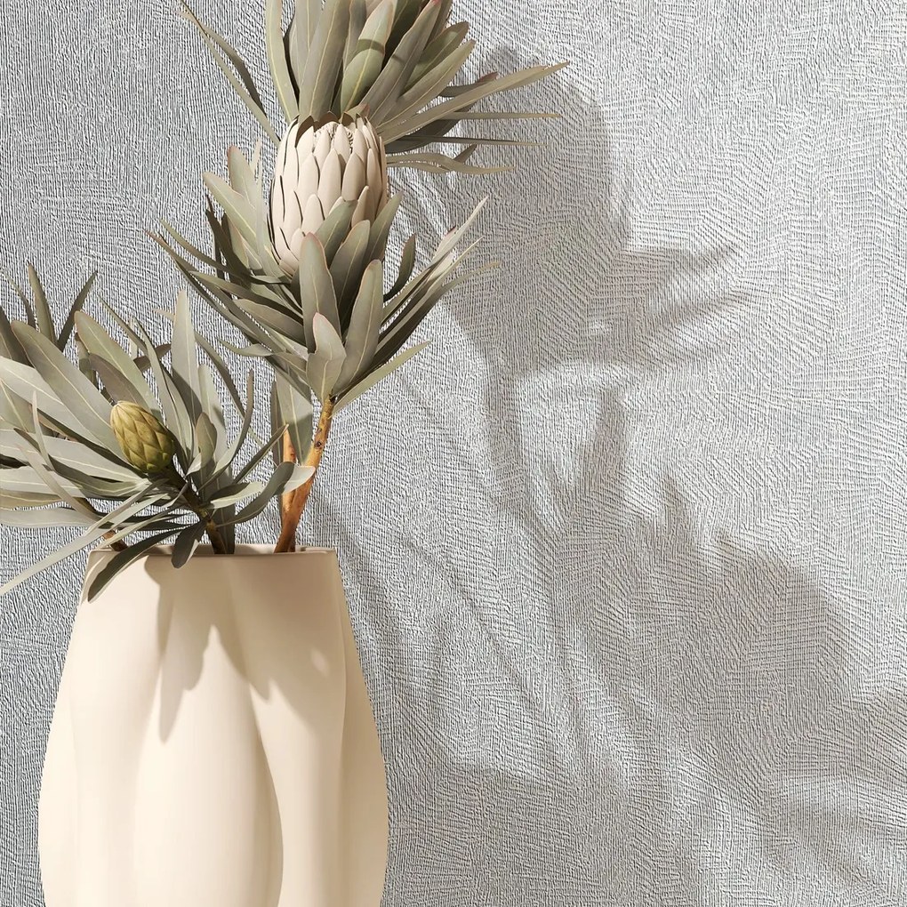 Tapéta A Szobába Dombornyomott Mintával Fehér Hamuszürke Tapéta