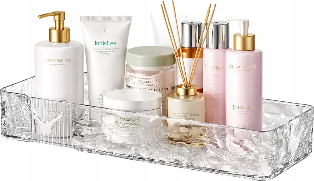 Fürdőszobai polc Zuhany alá Téglalap alakú Fúrás nélküli Akasztók Átlátszó