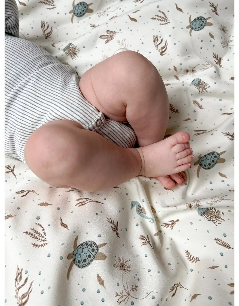 Világossárga bio pamut gyerek ágyneműhuzat babaágyhoz 70x100 cm Sea Garden – Cam Cam Copenhagen