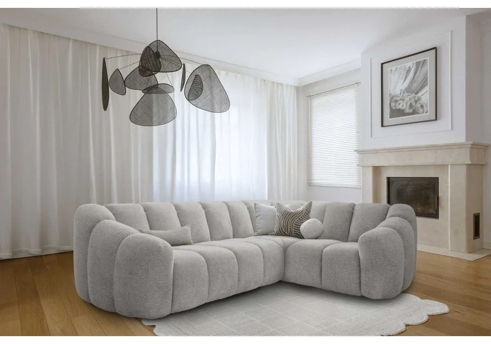 Világosszürke sarokkanapé (jobb oldali-L alakú) Shell – Miuform