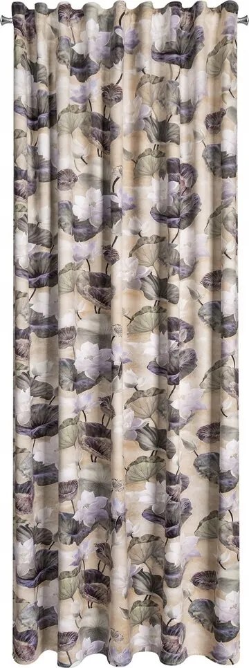 Lotos szalagfüggöny 140x270 bézs, virágmintás