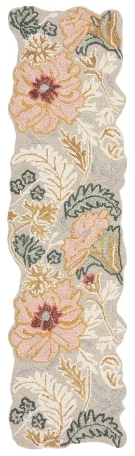 Világos rózsaszín kézi szövésű gyapjú futószőnyeg 60x230 cm Daphne Shaped Floral – Flair Rugs