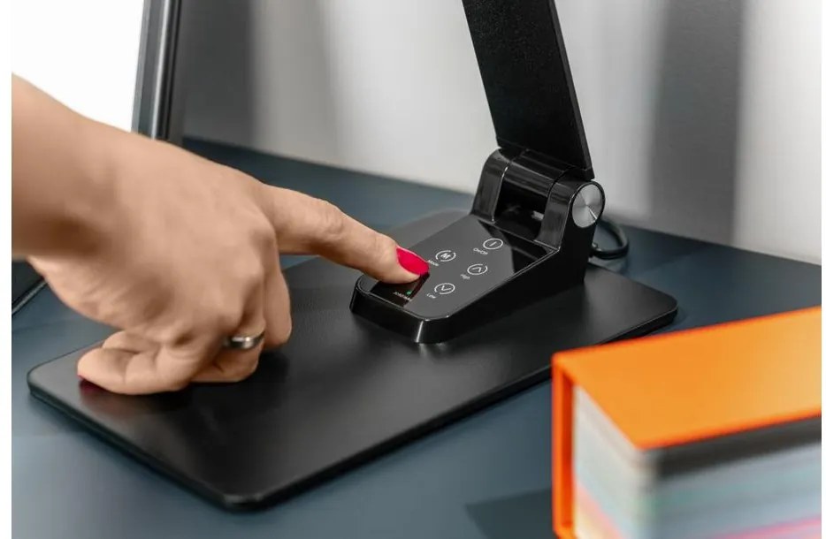 Lámpa Asztali LONEOS 12W, 700lm, AC220-240V, 3-CCT, 5 fokozatú fényerő ,RA>80,USB, fekete