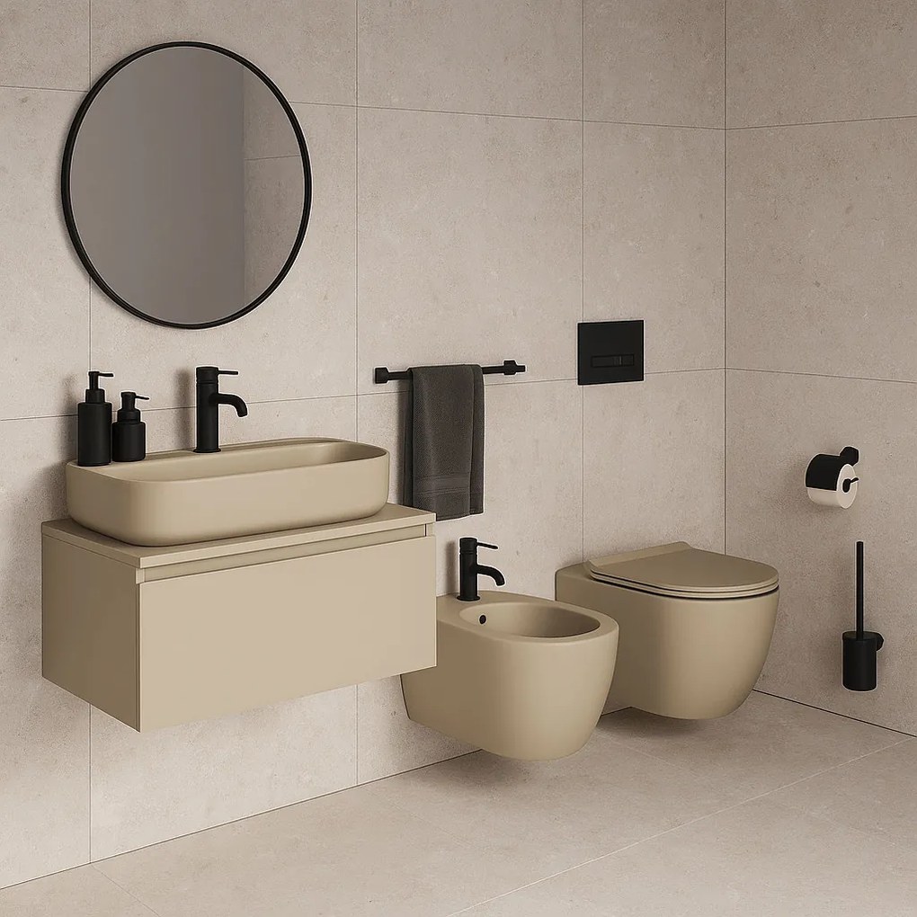 CeraStyle AQUA - PULTRA ültethető - Top Counter - porcelán mosdó - MATT BÉZS - 60 x 40 cm