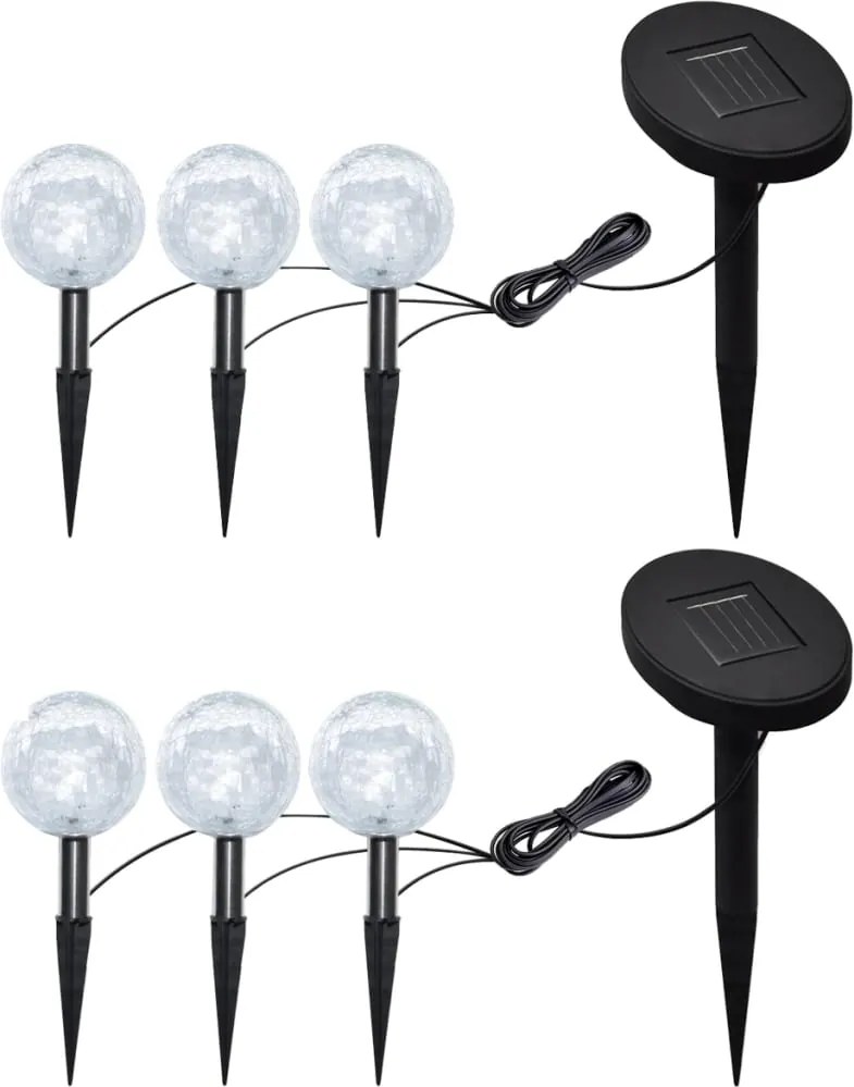 vidaXL 6 db LED kerti gömblámpa cövekkel és napelemmel