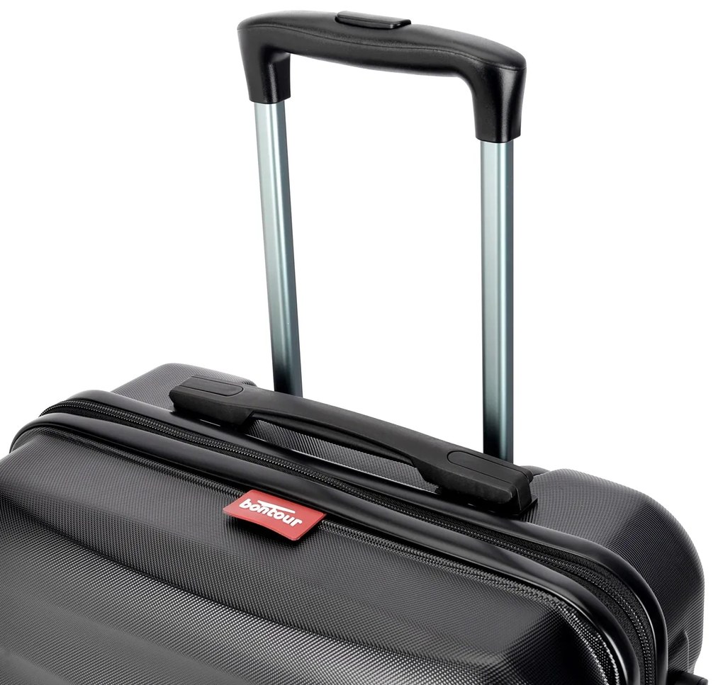 BONTOUR “WAVE” közepes Duplakerekes Gurulós bőrönd, Fekete, M méretű