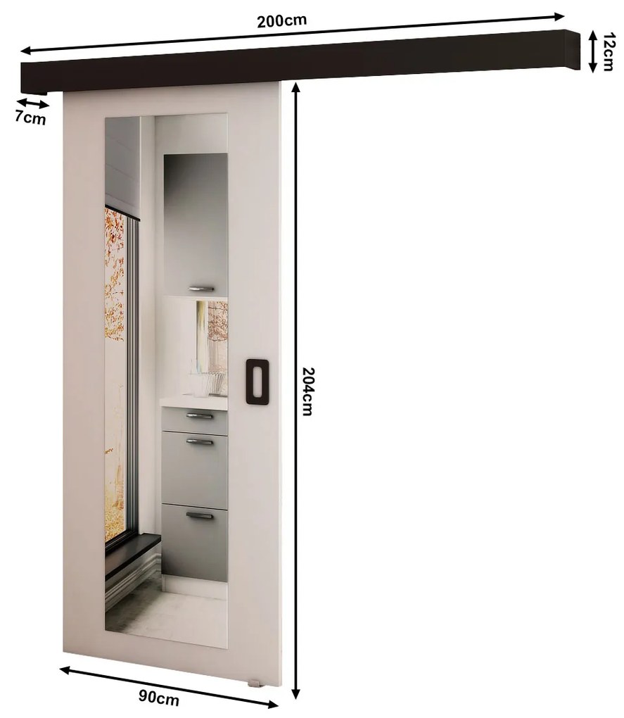 Tolóajtó 90 cm Bethany II (matt fehér + matt fekete). Akció -6%. 1043489