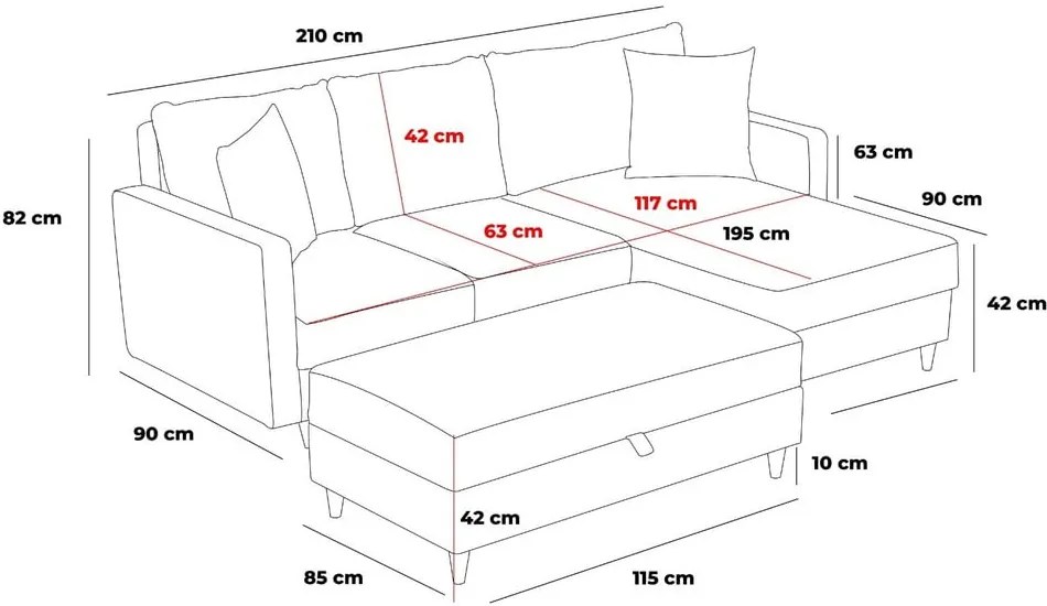 Antracitszürke sarokkanapé (bal oldali) Eva – Balcab Home