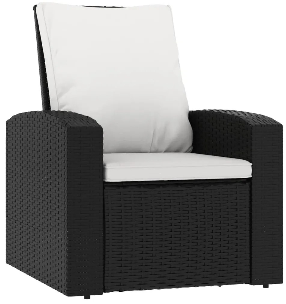 fekete polyrattan dönthető kerti szék párnával