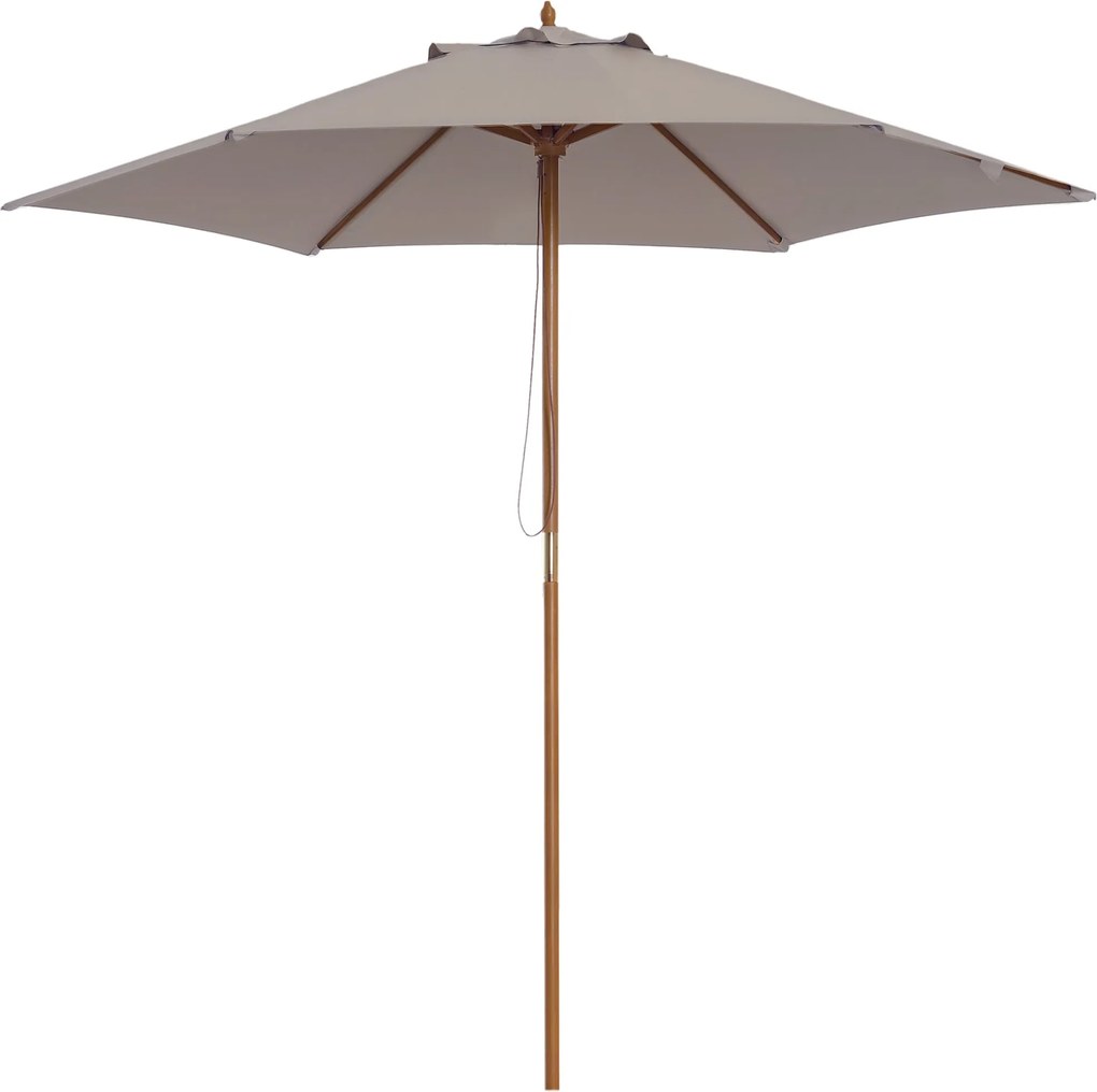 Outsunny Napernyő Ø 250 cm, Kábelmechanikás Napernyő Erkélyre, Tengerparti Napernyő Bambuszból, Szélálló Piaci Napernyő Napvédő Erkélyre, Teraszra, Ke
