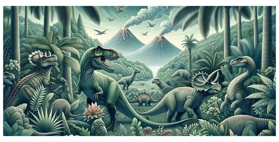 Kép őskori dinoszaurusz világ a dzsungelben