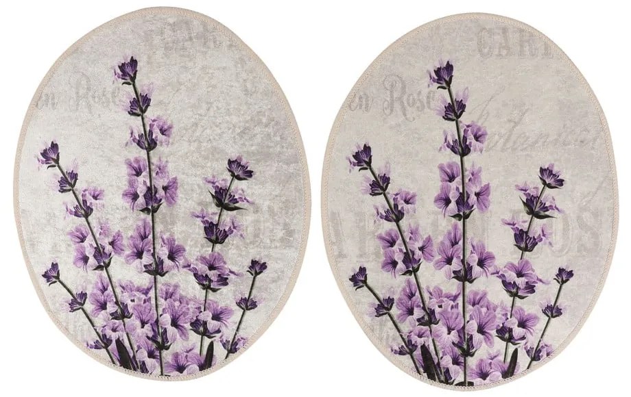 Lila-bézs fürdőszobai kilépő szett 3 db-os 60x100 cm Lavender – Foutastic