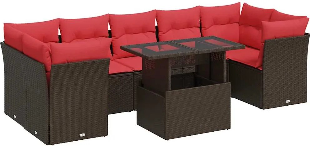 vidaXL 8 részes barna polyrattan akácfa kerti ülőgarnitúra párnákkal
