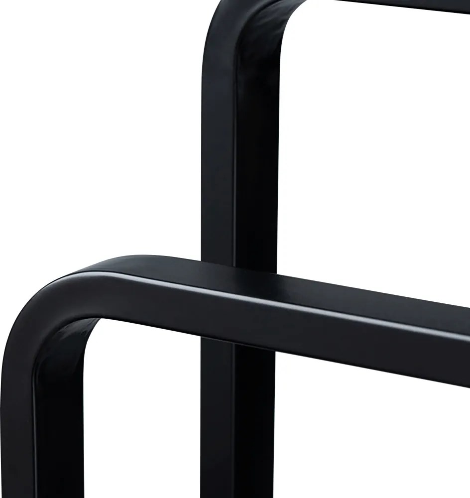 Törölközőtartó, fekete fém/bambusz, LABAV