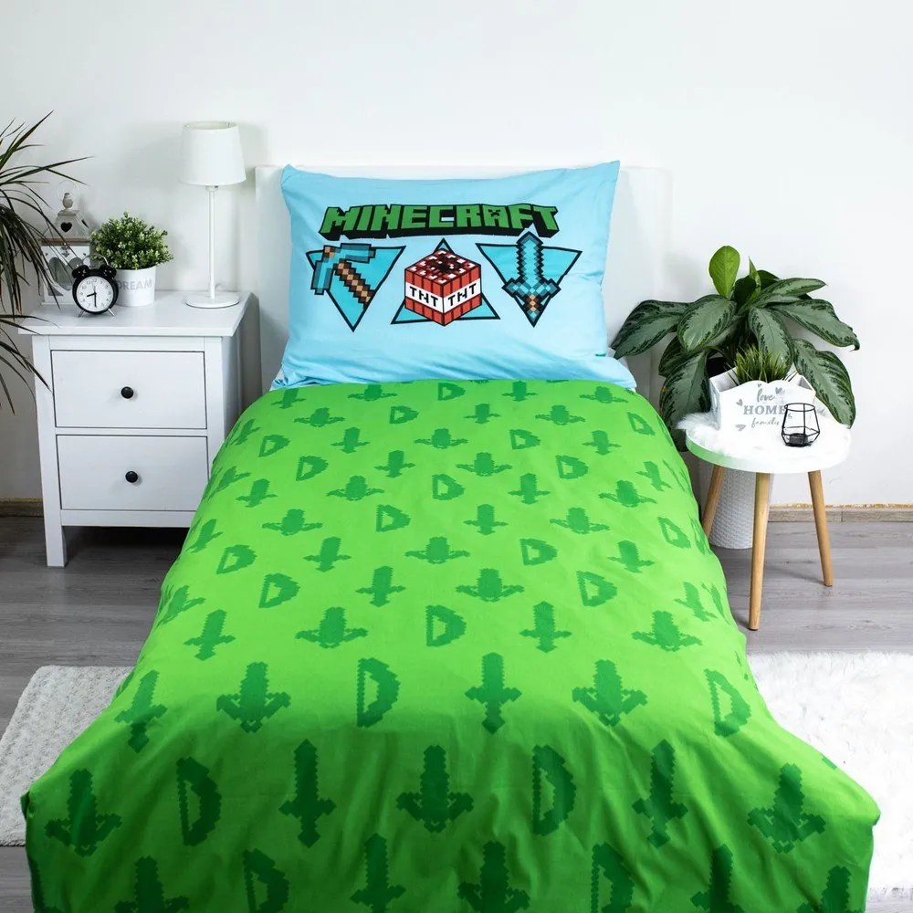 Egyszemélyes pamut gyerek ágyneműhuzat 140x200 cm Minecraft – Jerry Fabrics