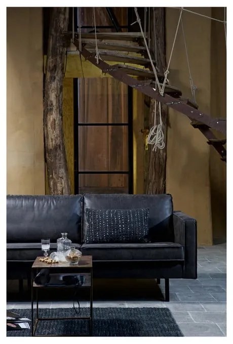 Fekete bőrutánzat kanapé 190 cm Rodeo – WOOOD