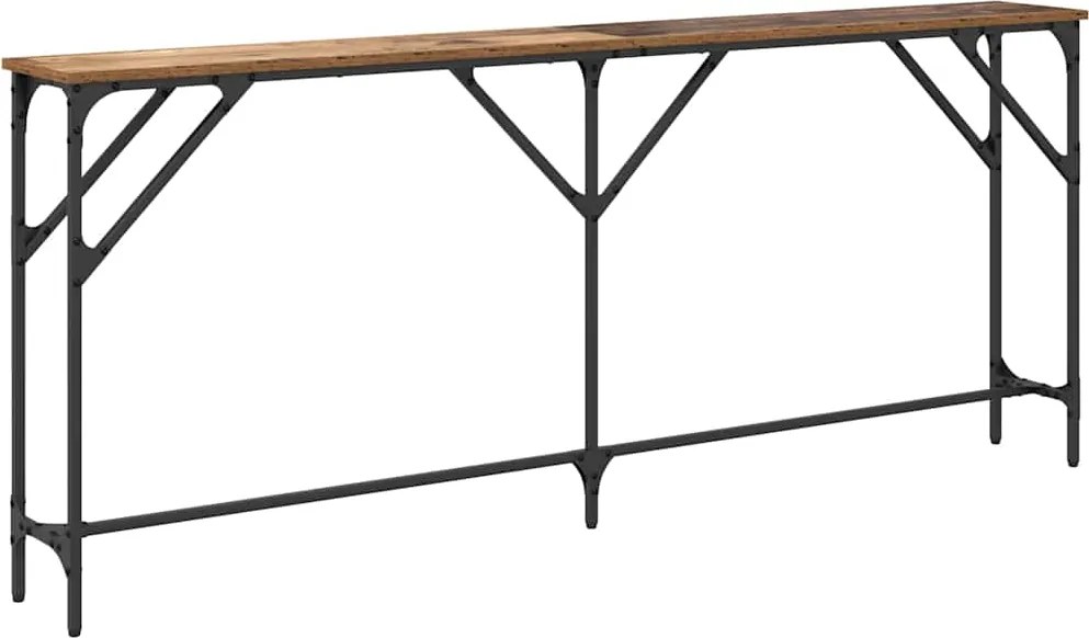 vidaXL Konzolasztal Öreg fa 180 x 23 x 75 cm Műgyantás fa és fém