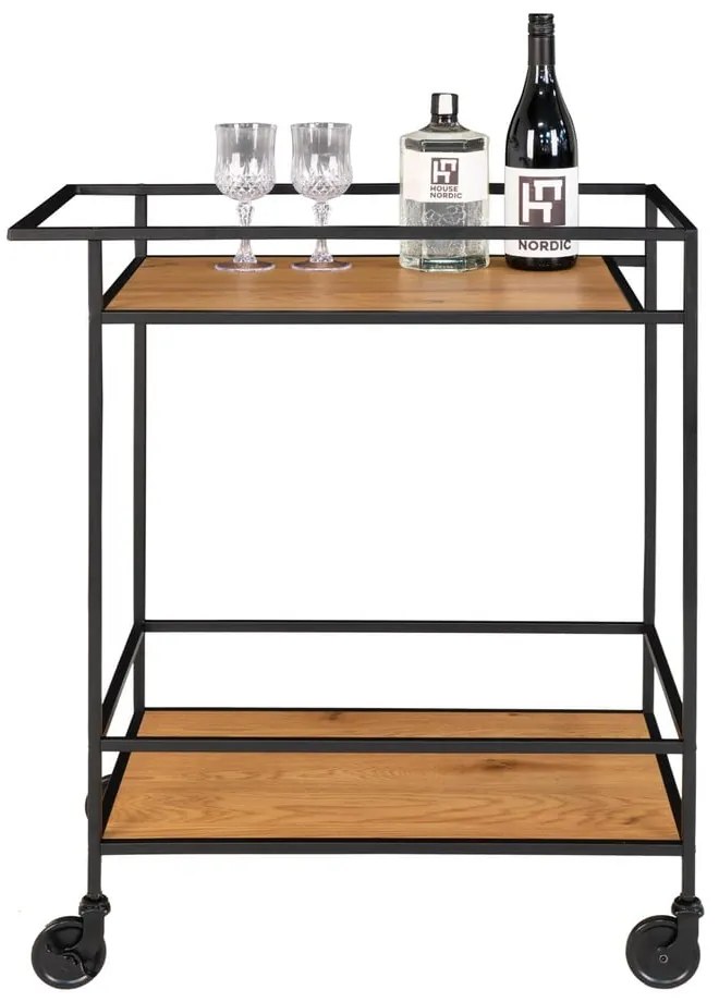 Vita zsúrkocsi fekete acél konstrukcióval és 2 tölgyfa dekoros lappal - House Nordic