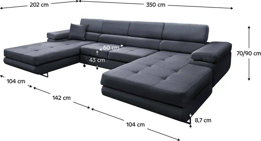 Univerzális ülőgarnitúra, szürke, AMARETA U