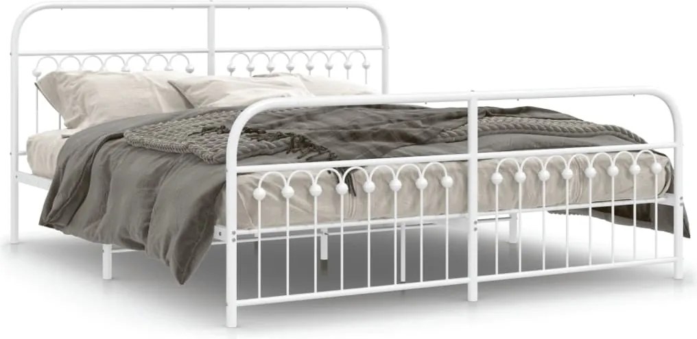 vidaXL fehér fém ágykeret fej- és lábtámlával 183 x 203 cm