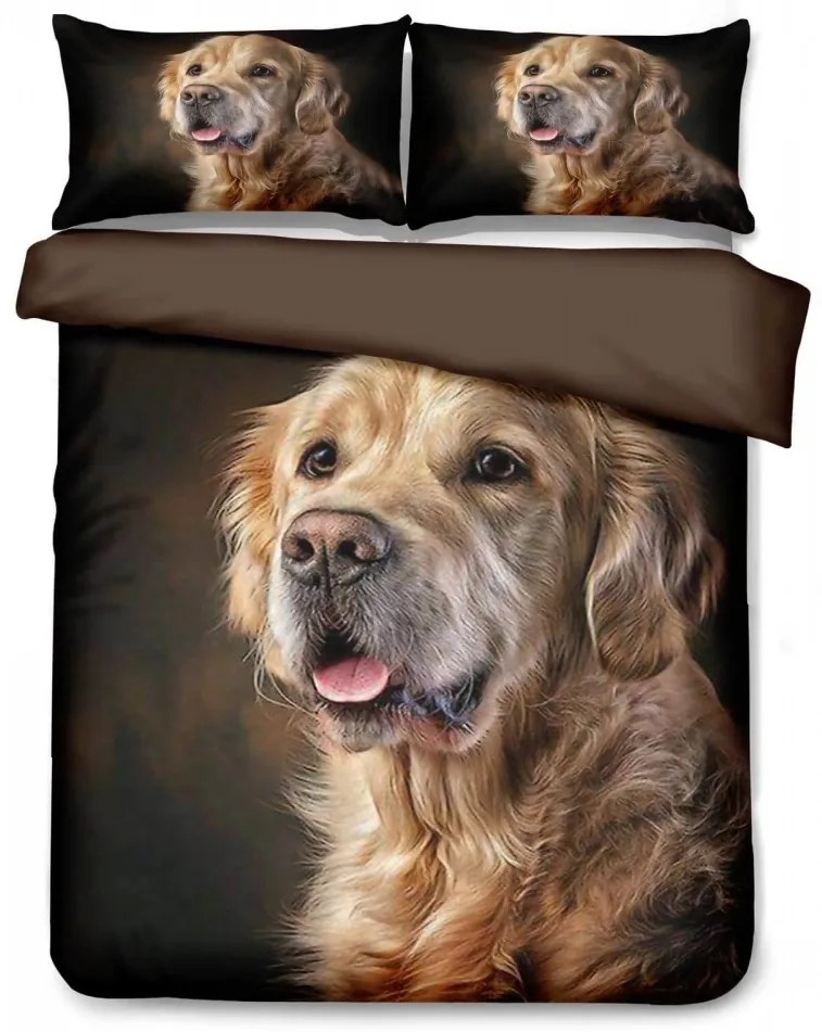 Kincsem 7 részes 3D Golden Retriever Kutyás Ágyneműhuzat 140 x 200 cm