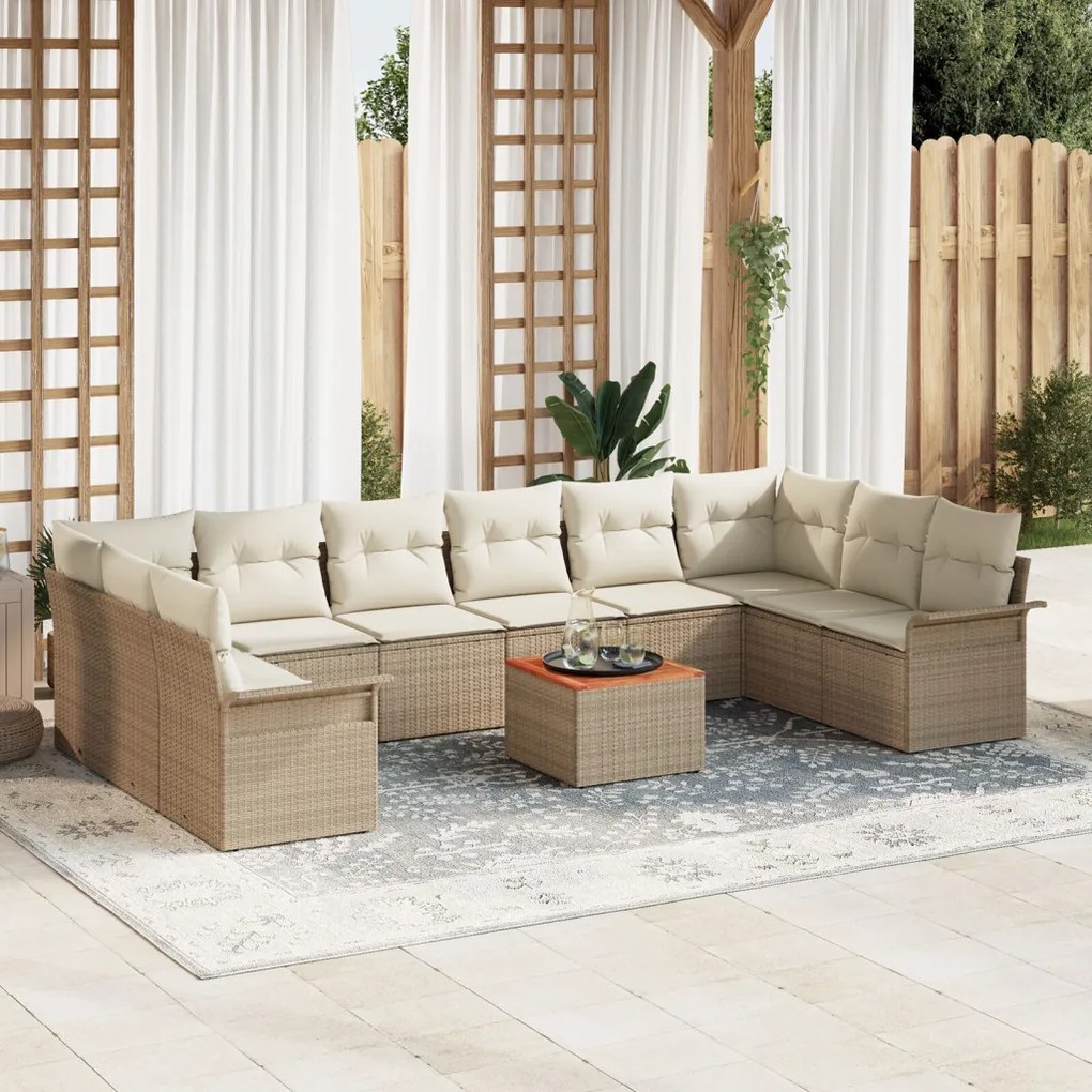 Kerti Kanapé Szett 11 pcs Beige és krém 55 x 55 x 37 cm