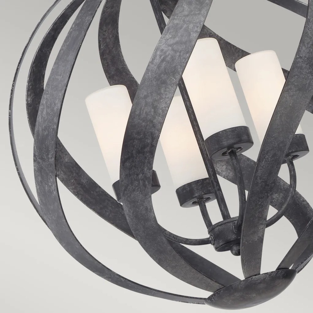 ELSTEAD QNBLACKSMITH4POBK BLACKSMITH Kültéri Függő Lámpa Fekete, Opál IP44