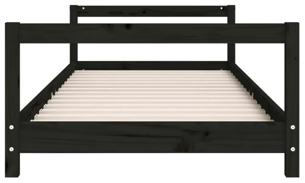 fekete tömör fenyőfa gyerekágykeret 90 x 200 cm
