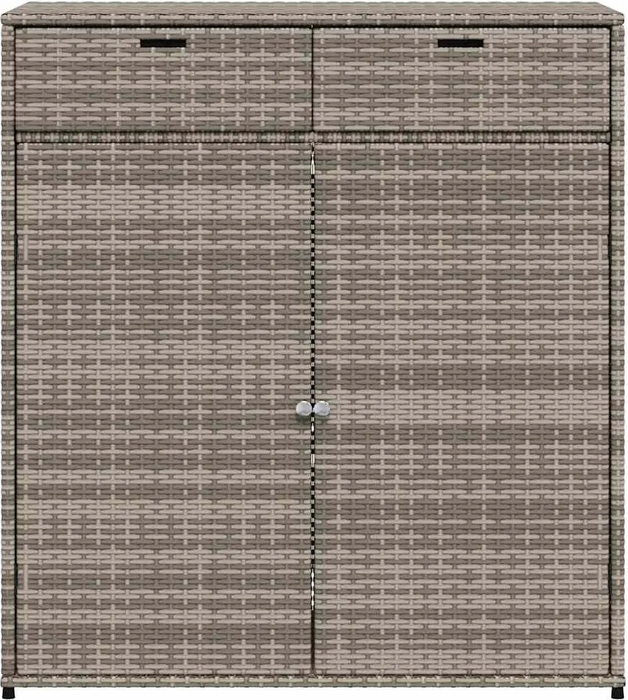 vidaXL szürke polyrattan kerti tárolószekrény 105 x 55 x 113 cm
