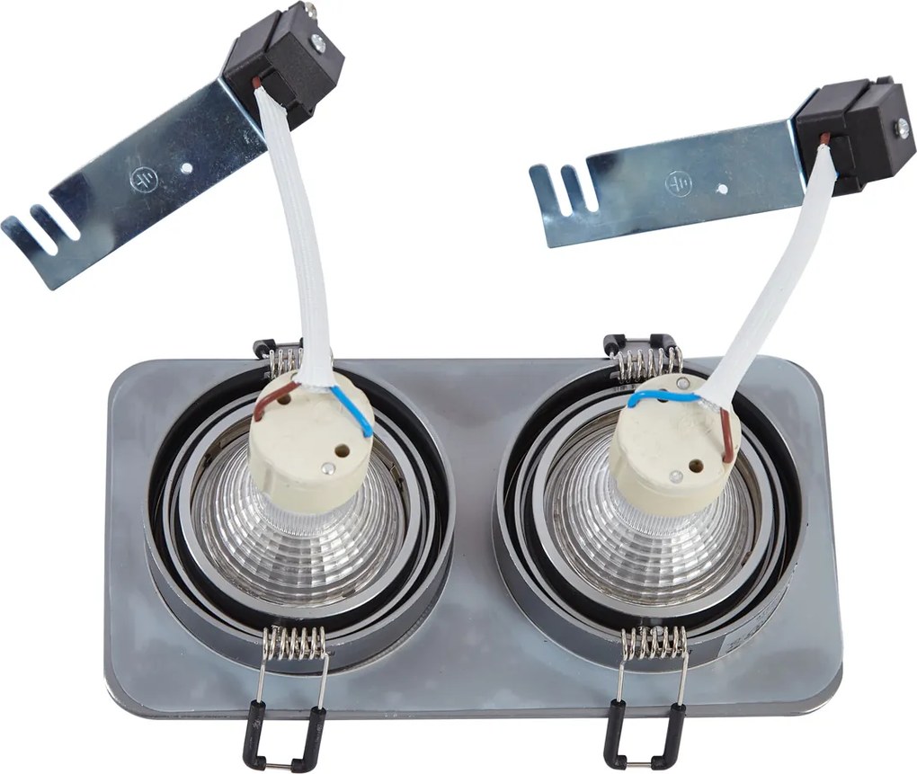 Lekerekített süllyesztett spotlámpa gunmetal GU10 50mm forgatható és dönthető IP44 2-lámpás - Alberto