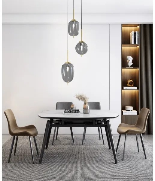 Wofi 5007-302 - Csillár zsinóron BELLEVILLE 3xE14/40W/230V fekete/arany