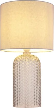 Globo 21735G Asztali lámpa, üveg szürke, textil szürke, kábel PVC fehér, billenőkapcsoló a kábelen, ø: 265mm, M: 500mm, kábel hossza 1300mm, 1x E27 60W 230V izzó nélkül