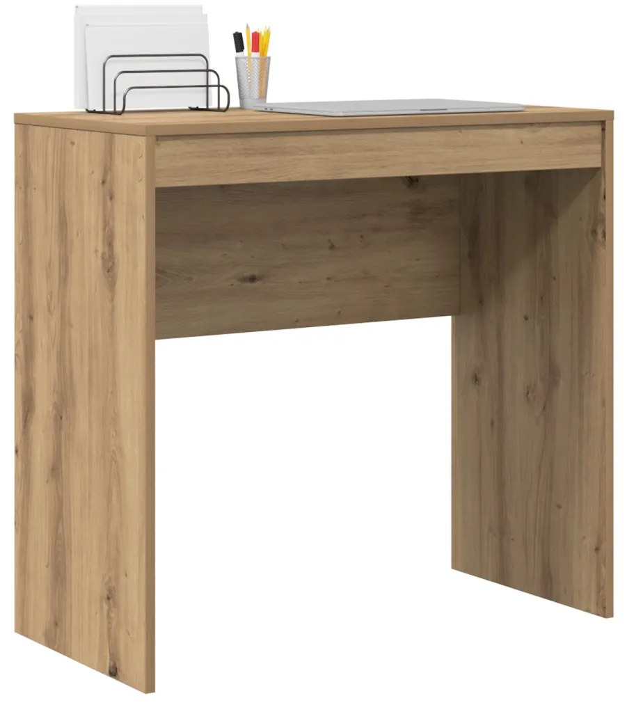 vidaXL Íróasztal Tömör tölgy Mérnökfa 80 x 40 x 76 cm Íróasztal